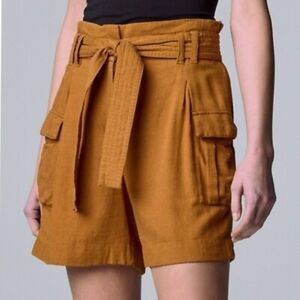 Simply Vera Wang High Waist Cargo Trouser Shorts, Viscose/Linen Blend, EUC!